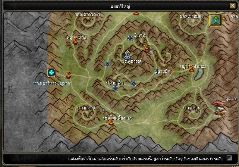 แผนที่ Jupiter สำหรับเก็บเลเวล 111 ถึง 120